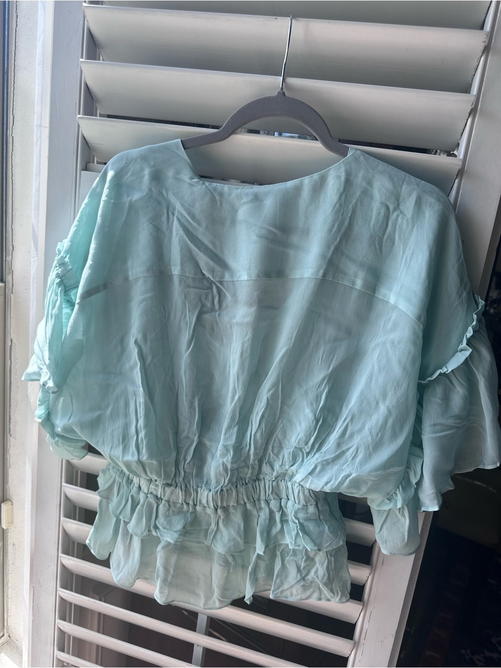 The Kooples Mint Ruffle V-Neck Peplum Blouse - Picture 4 of 4